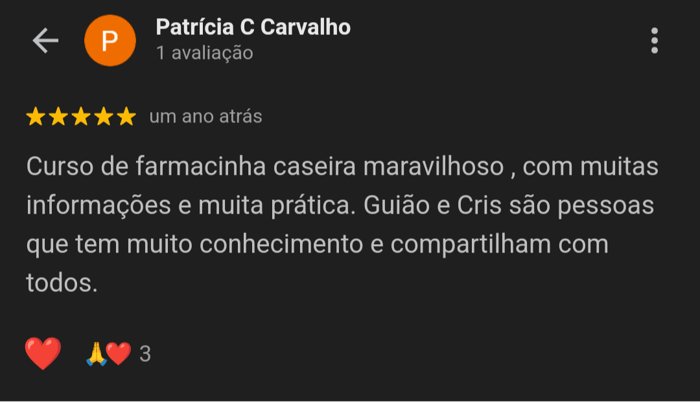 Depoimento de Patrícia C Carvalho sobre a Farmacinha Caseira