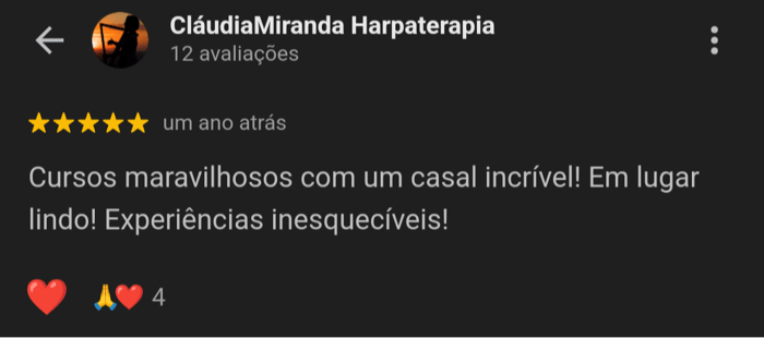 Depoimento de Cláudia Miranda Harpaterapia