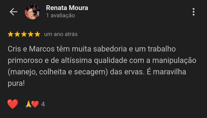 Depoimento de Renata Moura sobre manipulação e secagem de ervas